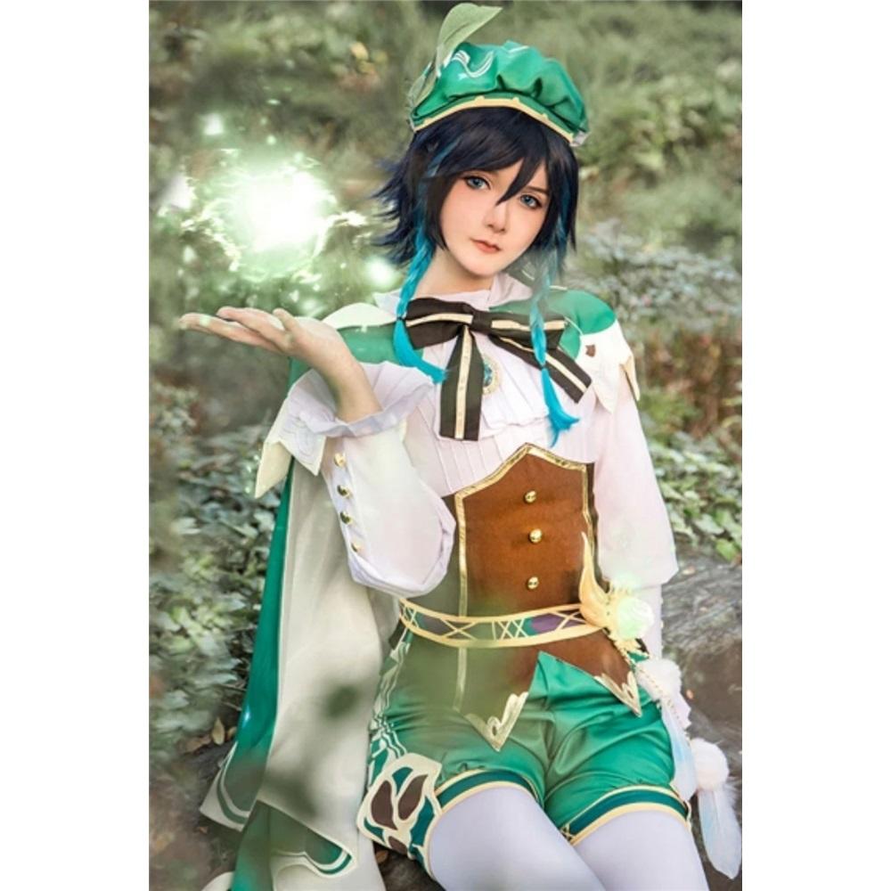 Genshin Impact Venti Cosplay Kostüm Uniform Perücke Schuhe Cosplay Anime Chinesischer Stil Halloween Kostüme Für Frauen Spiel Wendi Windy