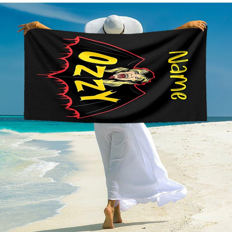 Personalisierter, maßgeschneiderter Strandtuch mit Proof-Muster von Rock-Legende Ozzy Osbourne - weich, saugfähig, schnelltrocknend, perfekt für Schwimmen, Camping & Baden