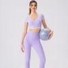 Dynamic Women's Short Sleeve Yoga Training Top with Built-in Bra