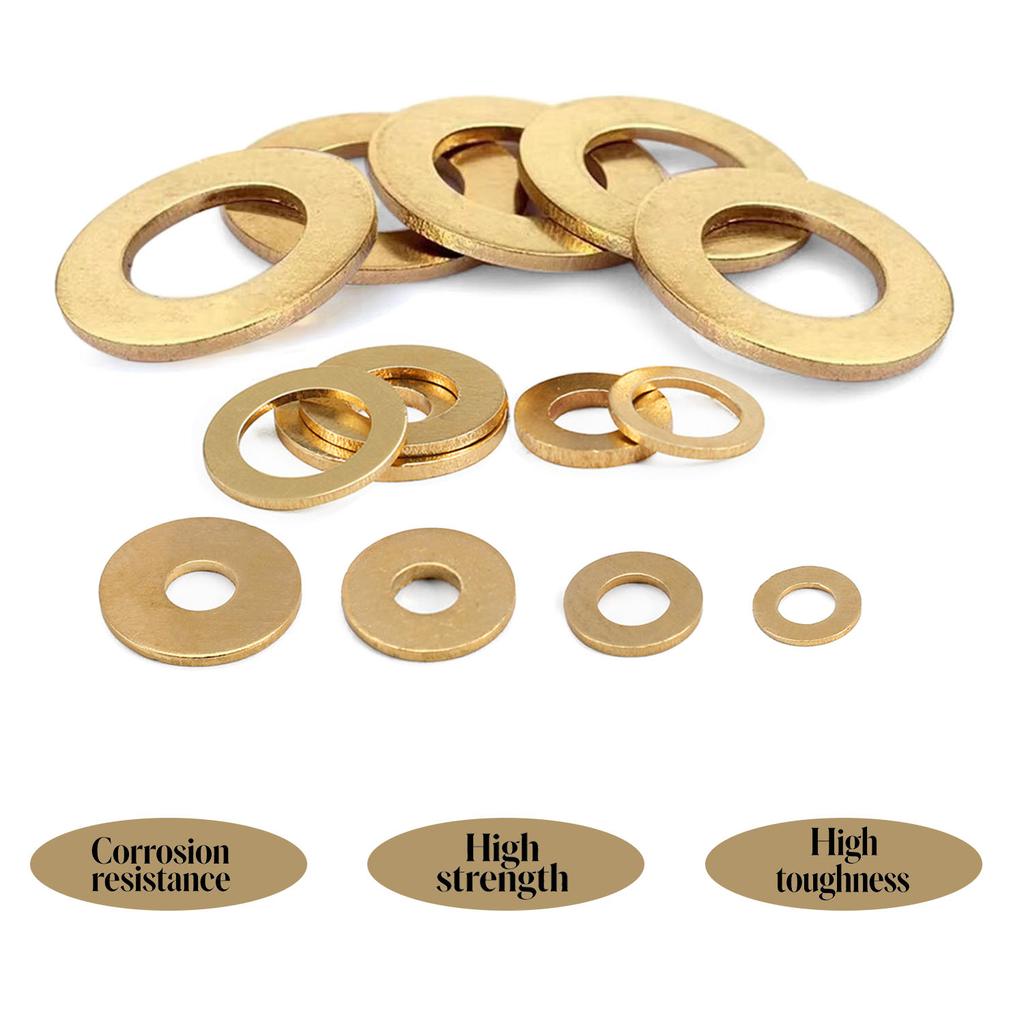 10-200Pcs Brass Flat Washer M2 M2.5 M3 M4 M5 M6 M8 M10 M12 M14 M16 M18 M20 Solids Brass Gasket Shim Coppers Metal Meson Pad Spacer