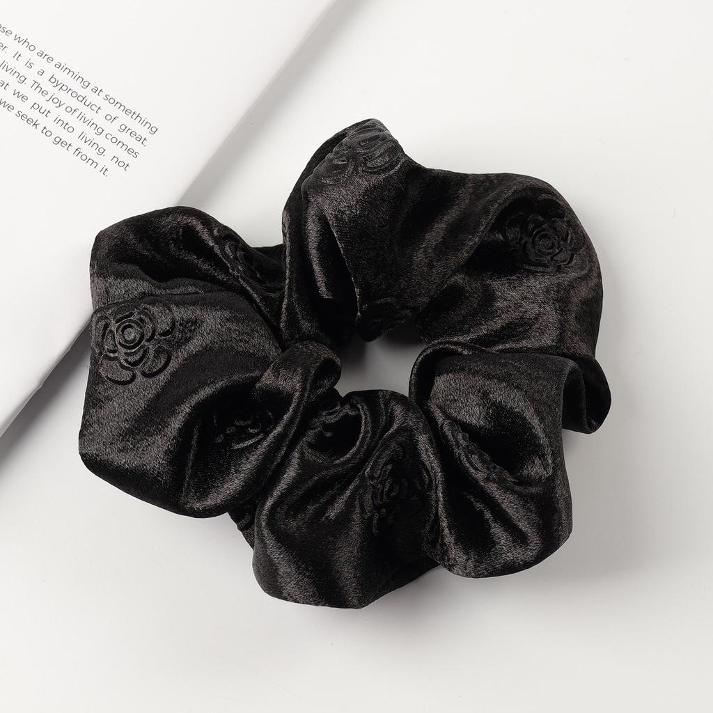 French Retro Satin Camellia Jacquard Hair Tie