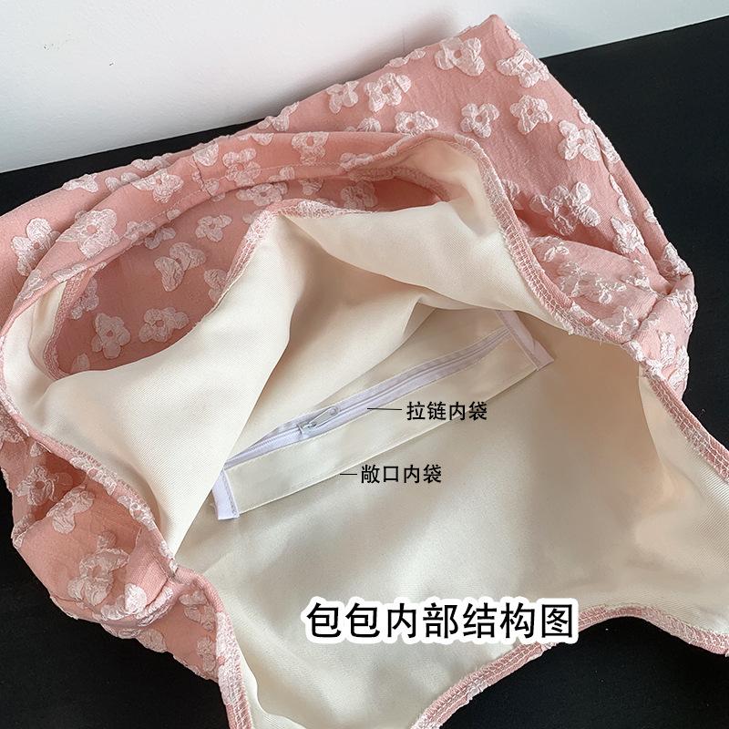 Sweet Flower Ladies Vest Shoulder Bags Large Capacity Portable Women's Tote Shopping Bag Retro Floral Female Purse Handbags