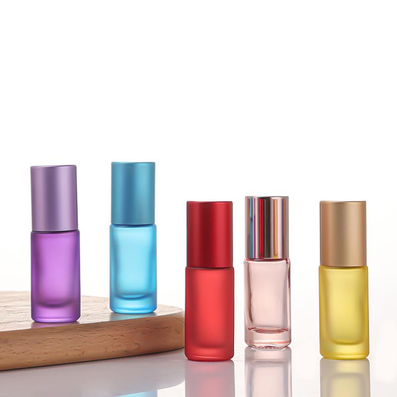 Colored Frosted Glass Roll-On Bottles for Essential Oils (5ml & 10ml)
