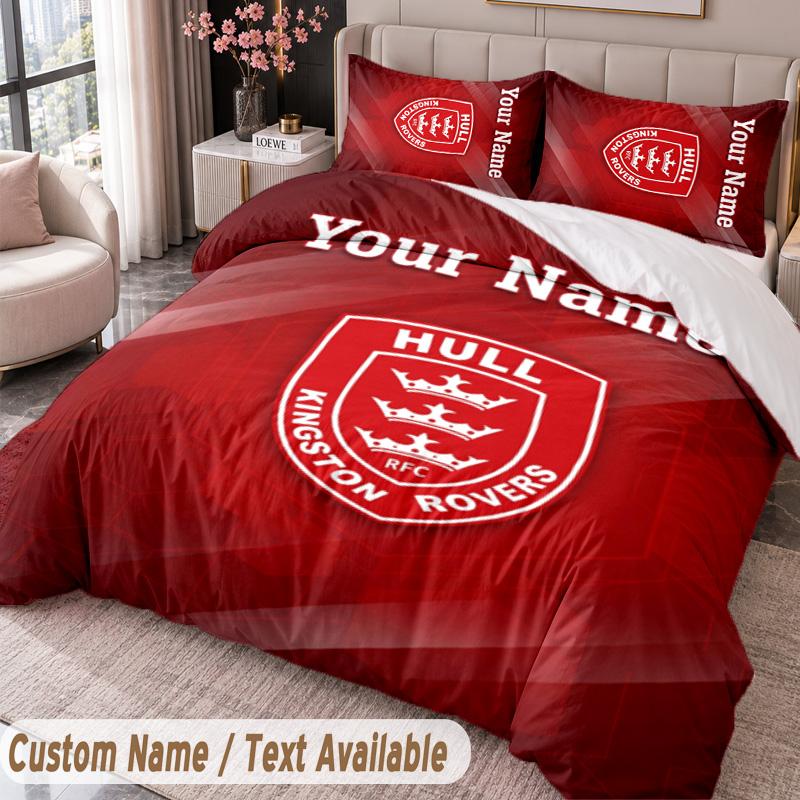 Hull KR Printed Bedding Set Custom Name Text 1 Duvet Cover 2 Pillowcases For Bedroom