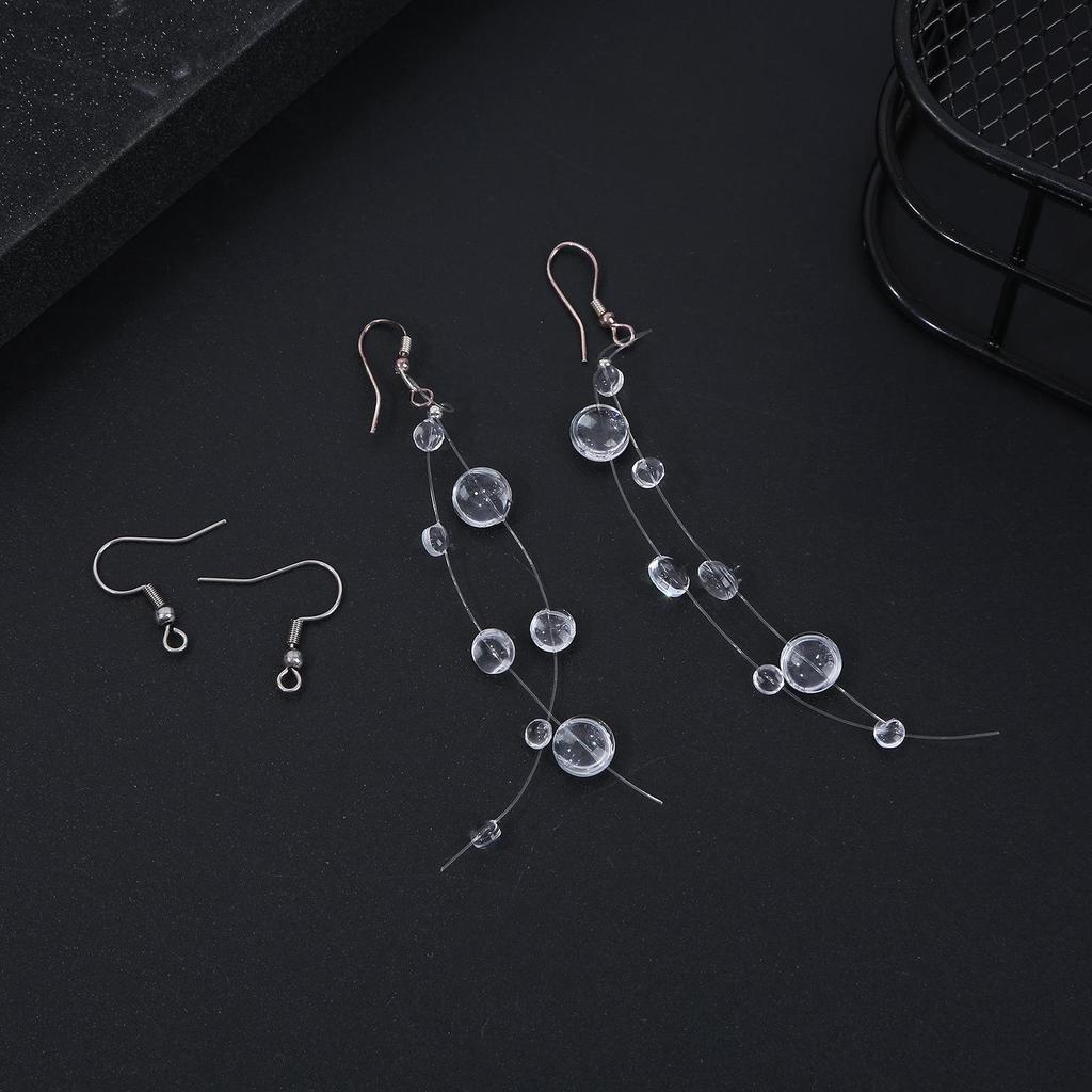 Minimalist Dewdrop Necklace & Ice-Transparent Earrings Set: Crystal Bead Clavicle Chain Jewelry.