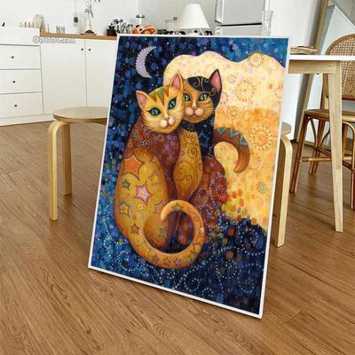 Abstract Gustav Klimt Style Cats Art Canvas Painting Cute Pet Cat Graffiti Art Posters and Prints Wall Art Pictures Home Decor