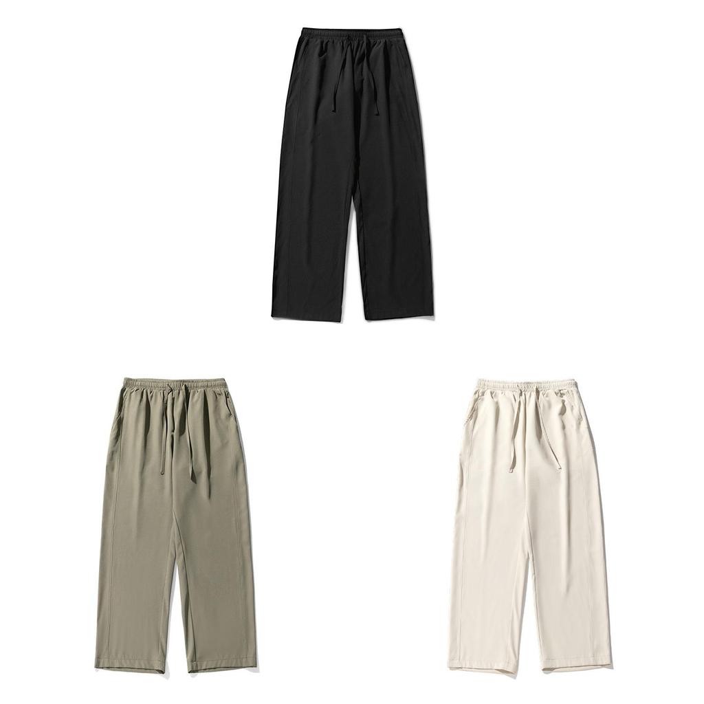 Ice Silk Mens Casual Pants With Elastic Waist For Summer Youth Fashion