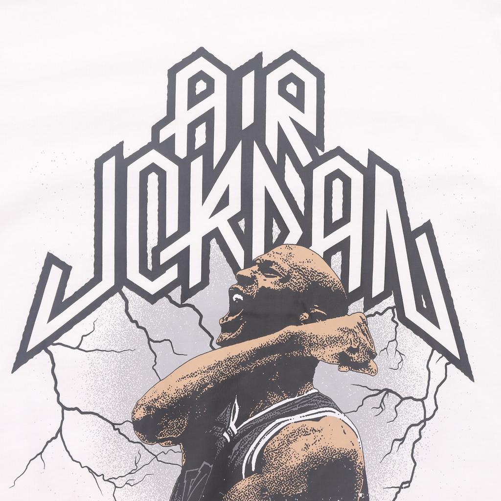 Jordan American Vintage Letter Print Pattern Round Neck Casual Short Sleeve T-Shirt Men Tops White FN6017-100