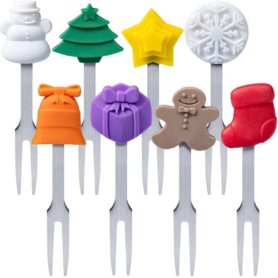 Cocktail Forks, 6-Piece Appetizer Forks, Cat Shapes, Stainless Steel and Silicone Small Forks for Fruits, Cheese, Appetizers