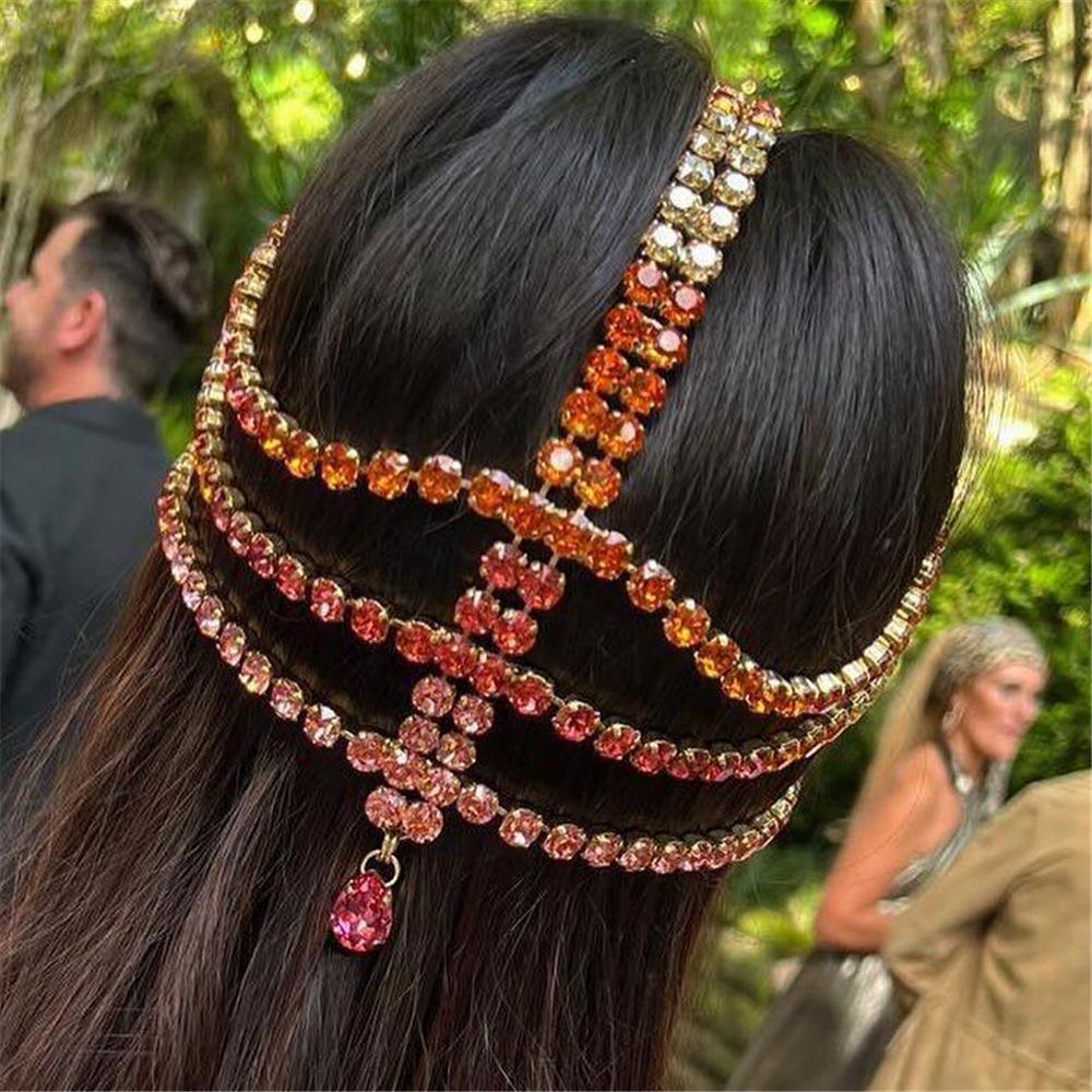 New Multi-Layer Rhinestone Hair Chain, European And American Bridal Wedding Personalized Hair Accessories, Fashionable Hair Accessories Hair Chain