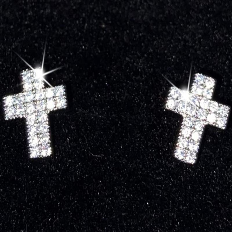 CC Small Cross Stud Earrings Women 925 Silver Needle High Jewelry Ears Brincos Direct Mail CCE670