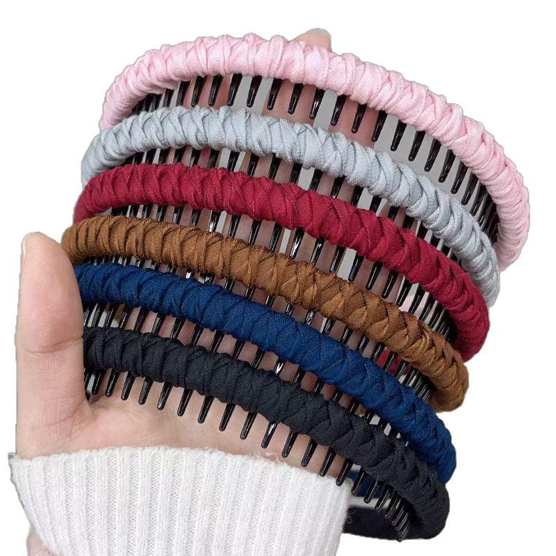 Rutschfestes dünnes geflochtenes Stirnband mit Zähnen für Damen - Ideal zum Waschen des Gesichts und Styling