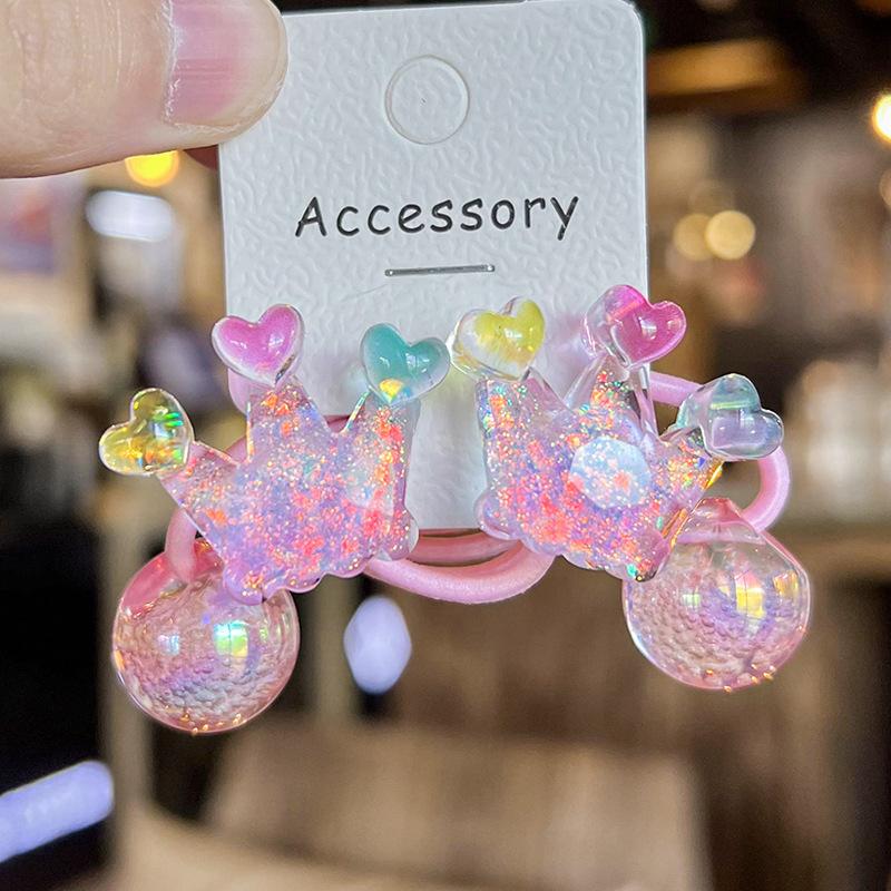 

2 шт. новые милые красочные резинки для волос с короной в виде медведя для девочек, аксессуары для волос, детские резинки для волос, детские головные уборы