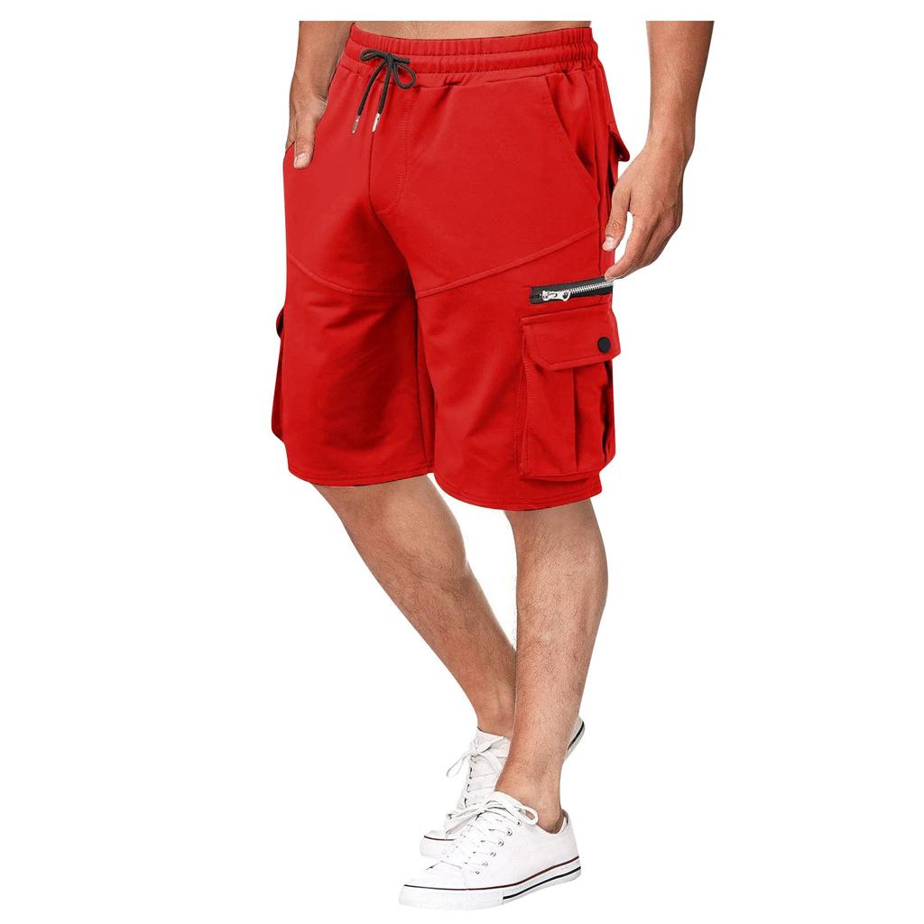 Men's Summer Workwear Shorts Loose Casual Five-Point Pants Multi-Pocket Zipper Men's Jogging Shorts