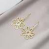 Asymmetric Dangle Earrings Unique Hollow Flower Drop Earrings Statement Jewelry Fashion Simple Small Hoop Earrings