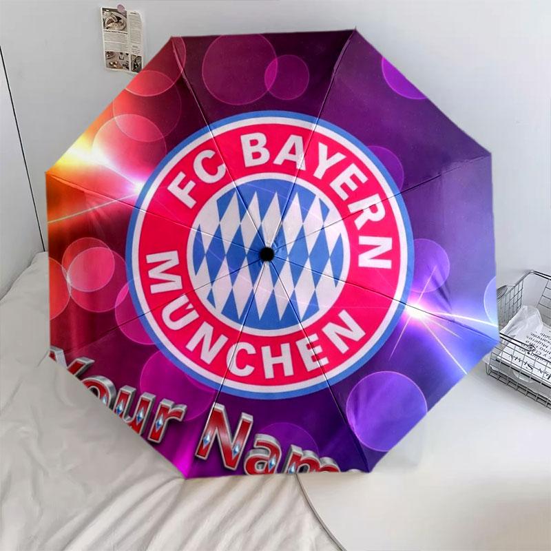 1 PC Automatic Folding Umbrella - FC Bayern Munchen Custom Name Pattern, Portable & Foldable Design with 8 Ribs, Christmas Birthday Gifts