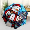 1 Stück Buntglas-Schneemann mit Papageientaucher - Automatischer Öffnungsregenschirm, Tragbares Dreifach faltbares Design, 8-Speichen-Eisenrahmen, Regenschirm für den Außenbereich, Festliches Geschenk für Fa