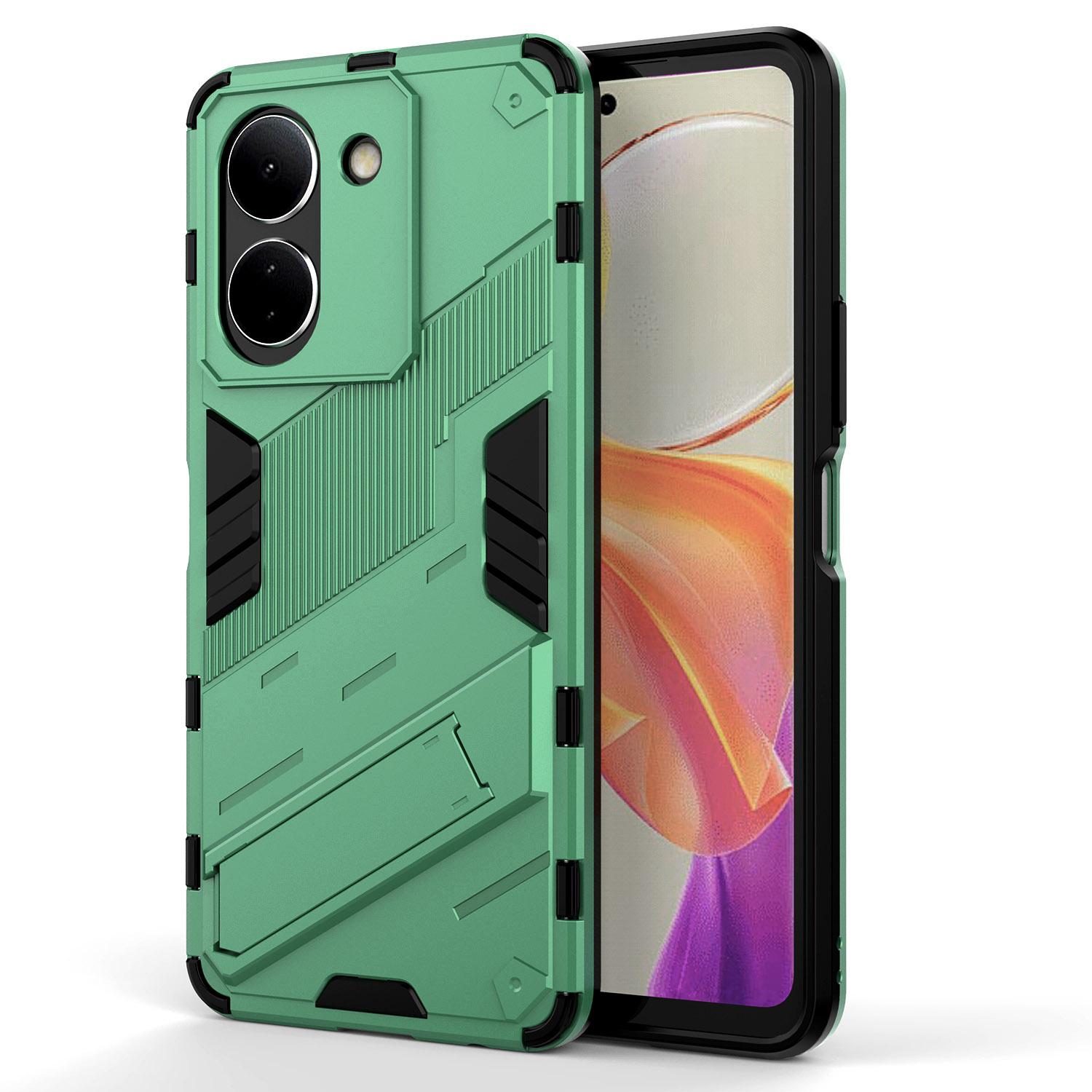 

For vivo Y36 4G (Global)/Y78 (China) 5G Shockproof Phone Case Kickstand PC+TPU Phone Cover Green