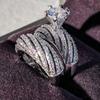 European and American 2-piece Luxury Wedding New Style Trendy Geometric High-end Design Ring Personalized Elegant Zircon
