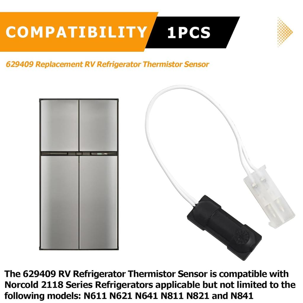629409 Replacement RV Refrigerator Thermistor Sensor Compatible with Norcold Refrigerators, Fresh Food Thermistor Fits for Norcold Refrigerator