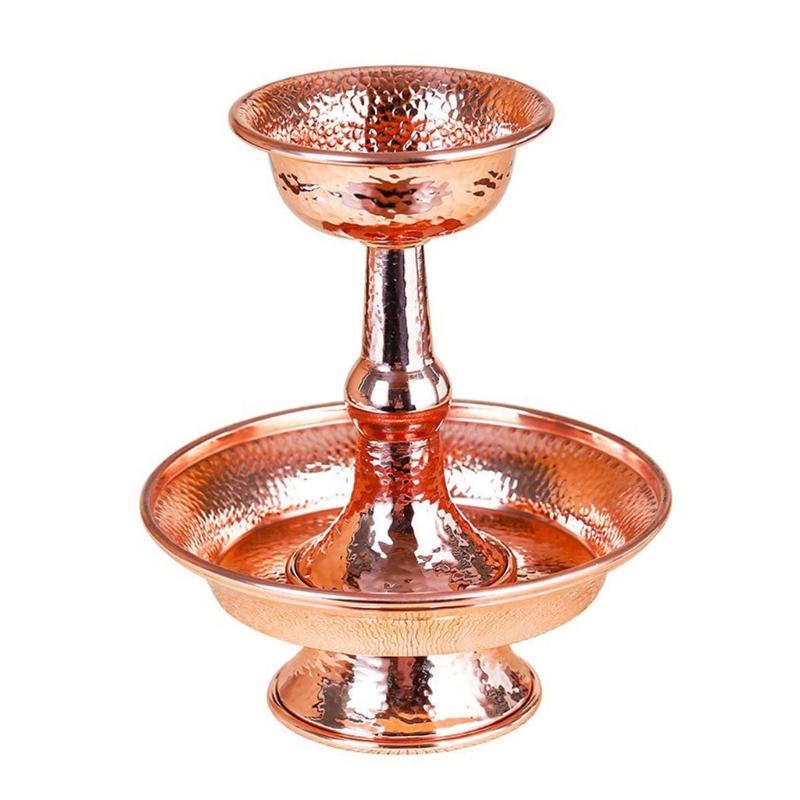 Handmade Copper Tibetan Buddhism Cup Buddhist Water Offering Bowl Ritual Vessel for Temple Worship Cultural Collection S