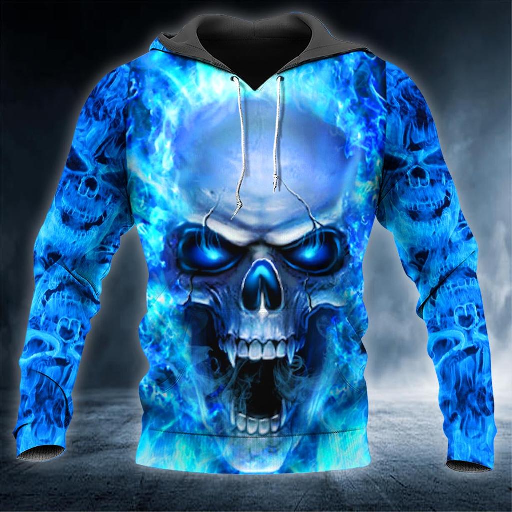 Kapuzenpullover Herren Punk Totenkopf 3D-Druck Mode Skeletor Y2k Grafik Lässig Goth Streetwear Langarm Pullover Frühling Herbst Übergroßes Oberteil