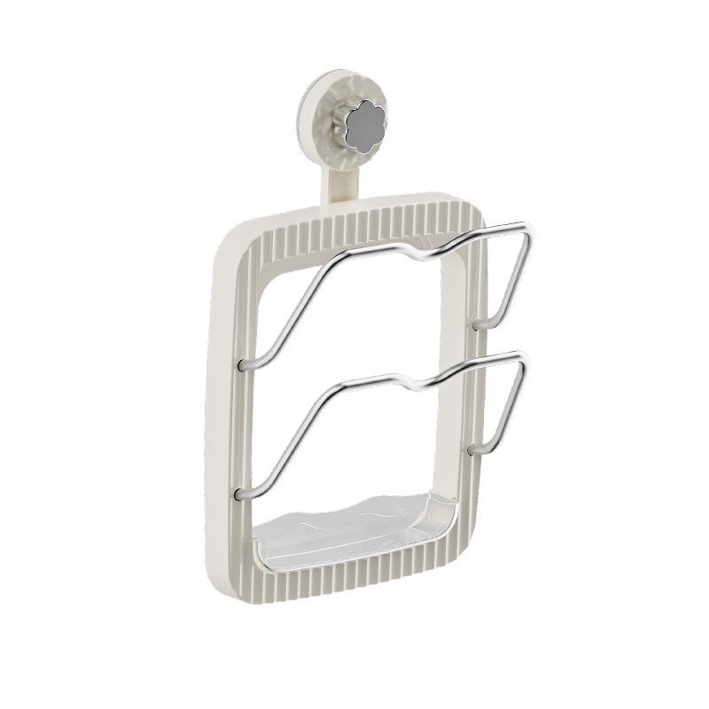 Warde Wall-Mounted Kitchen Storage: Suction Cup Pot Lid & Cutting Board Rack with Detachable Drip Tray.