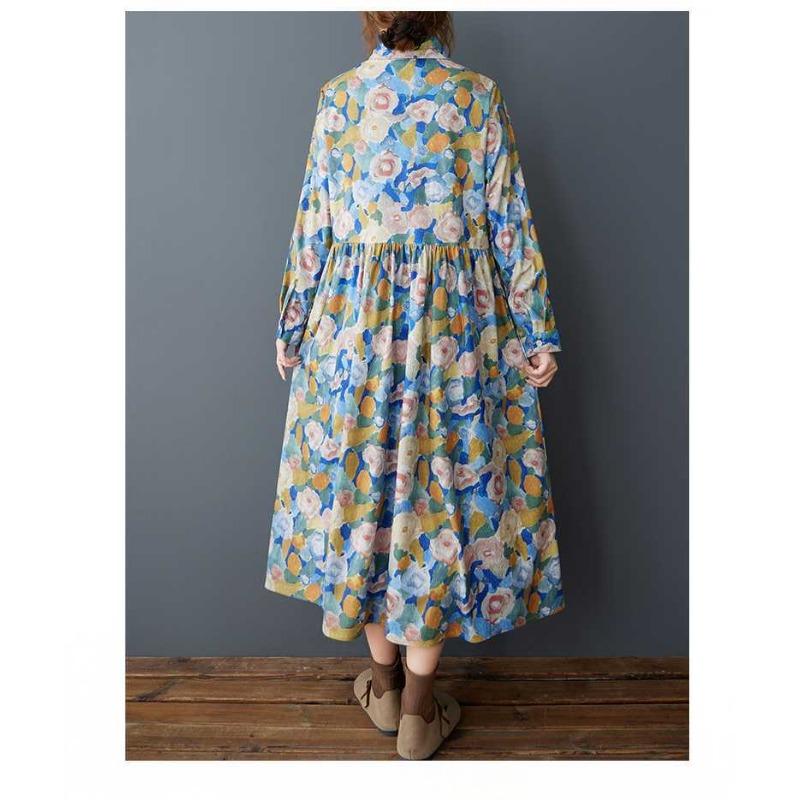 Women's Loose Corduroy Slimming Mid Length Dress