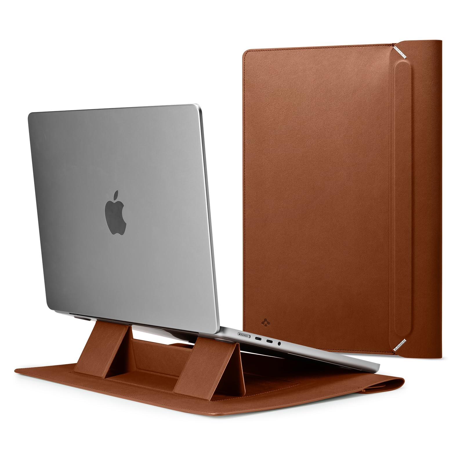 

Сумка-чохол для ноутбука Spigen зі складною підставкою для MacBook Pro, вбудований магнітний клапан, шкіряний чохол для ноутбука, сумка-пауч для ноутбука, AFA06422 (Коричневий)