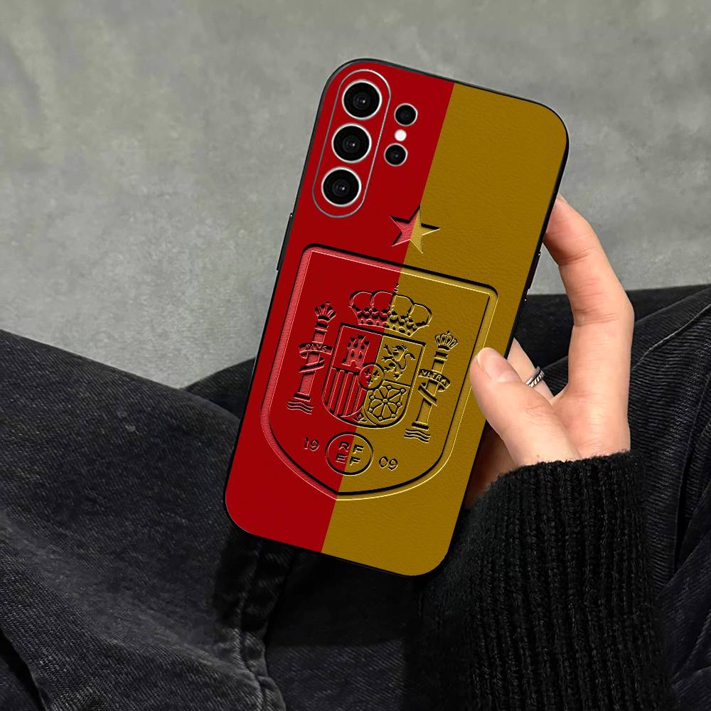 S-Spain Spanish Flag Art  Phone Case For Samsung S25,S24,S21,S22,S23,S30,Ultra,S20,Plus,Fe,Note,10,9,5G Black Cover