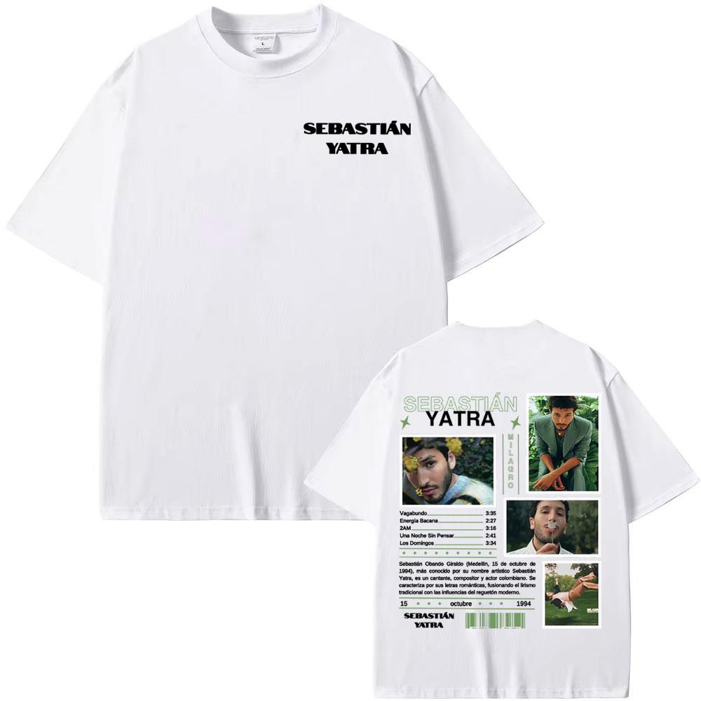 

2026 summer Women Unisex Singer SEBASTIAN YATRA Milagro Merch Printing T Shirt Women Hip Hop Aesthetic Printed Tshirt S