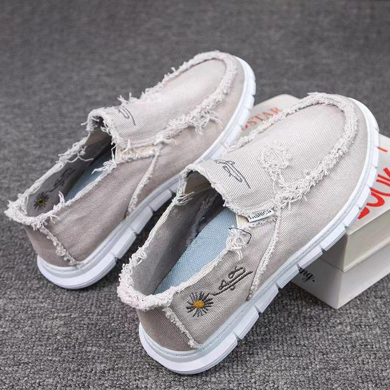 New men's cloth shoes beggar shoes old Beijing cloth shoes men's canvas shoes soft sole wear-resistant one-pedal men's shoes casual