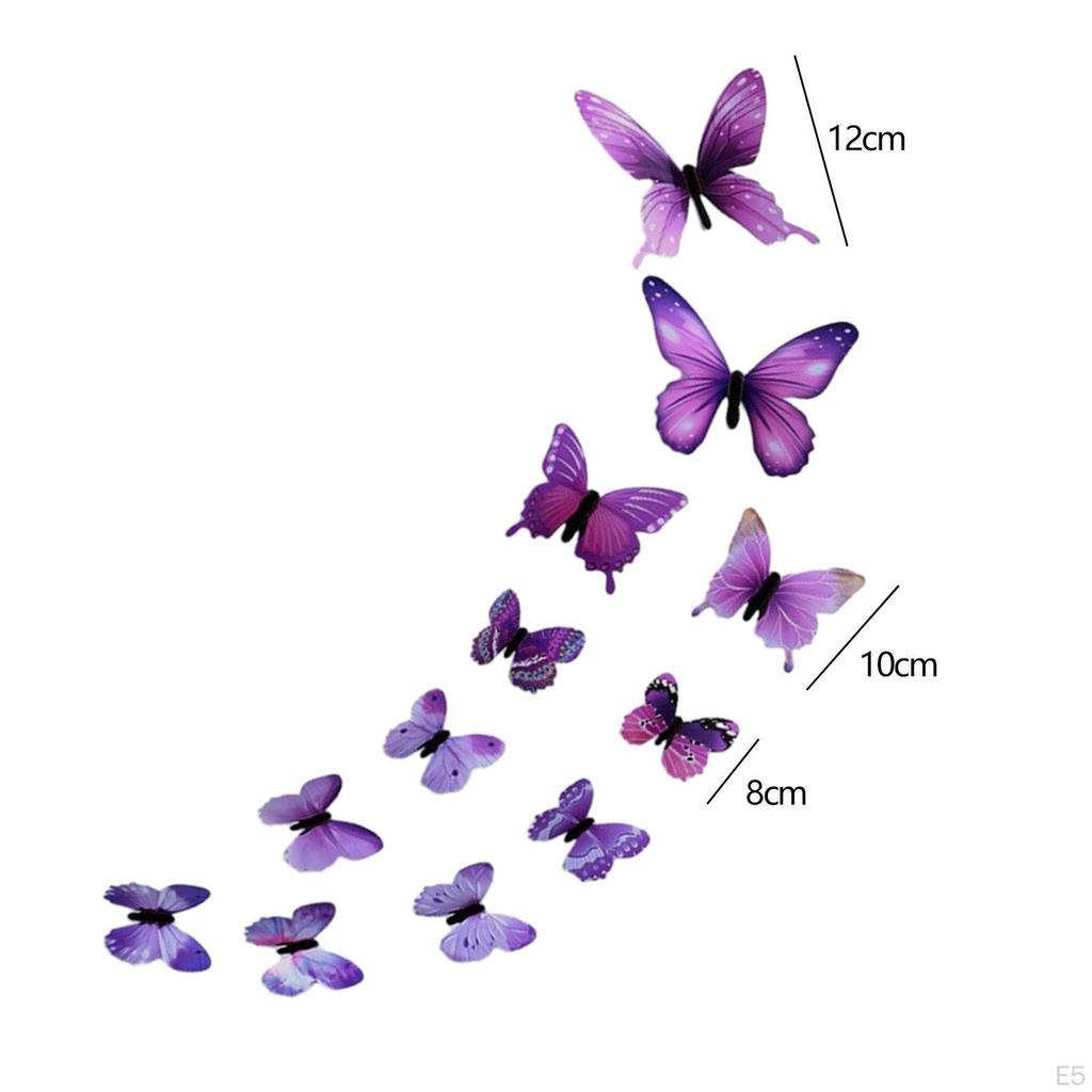 12 Pieces 3D Butterfly Wall Stickers Decor Luminous Art Decals Decorative Lovely DIY
