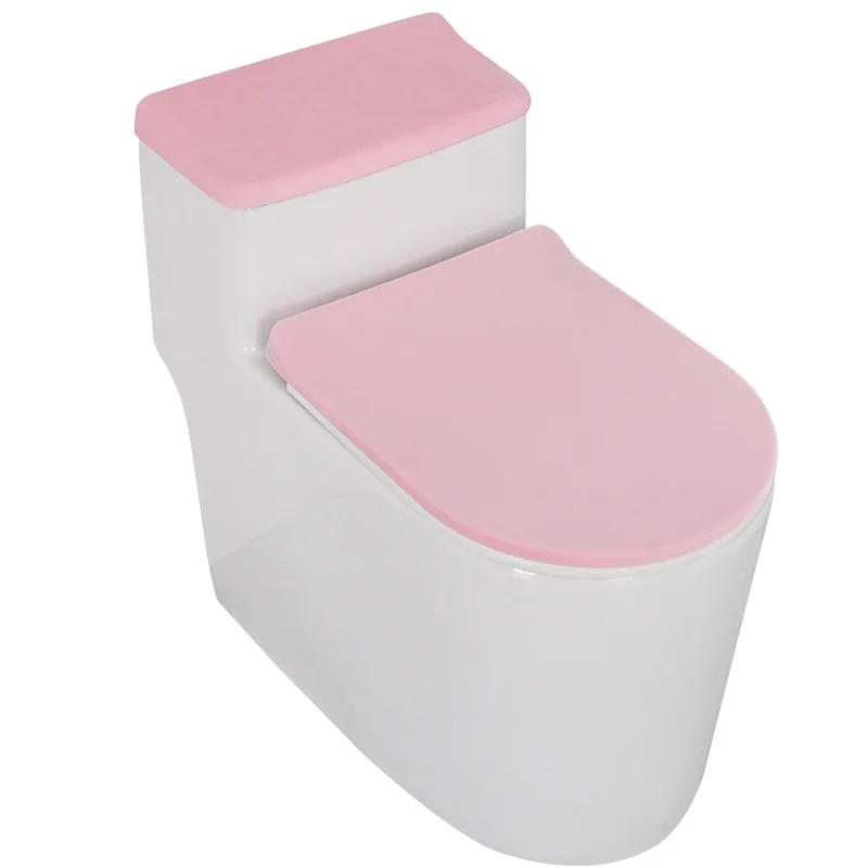 Velvet Toilet Lid Cover and Toilet Tank Lid Cover 2-Piece Set Soft Thickened Elasticity Universal Toilet Cushion for Home Hotel