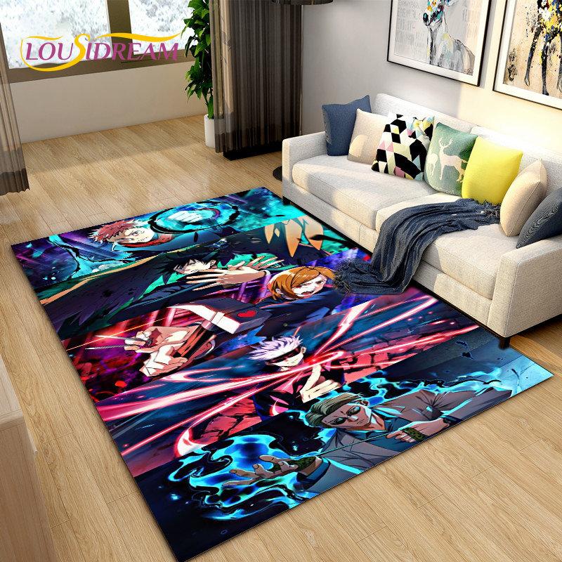 Jujutsu Kaisen Anime Cartoon Area Rug,Carpets Rug for Living Room Bedroom Sofa Doormat Decoration,Kids Play Non-slip Floor Mat