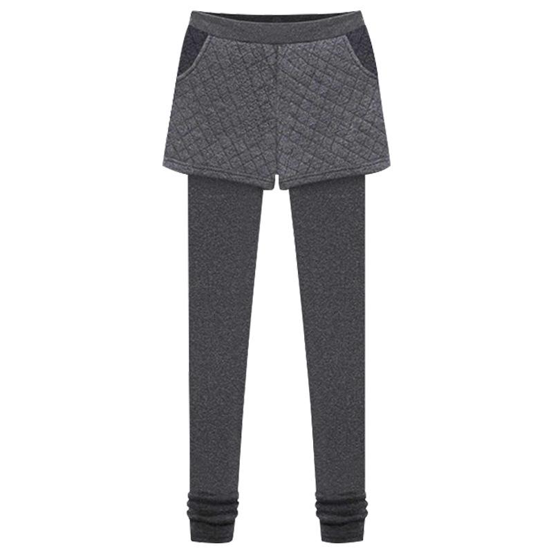 

Новые осенне-зимние верхние леггинсы женские поддельные двухпредметные женские брюки большого размера бархатные утолщенные облегающие и тонкие брюки 6XL темно-серого