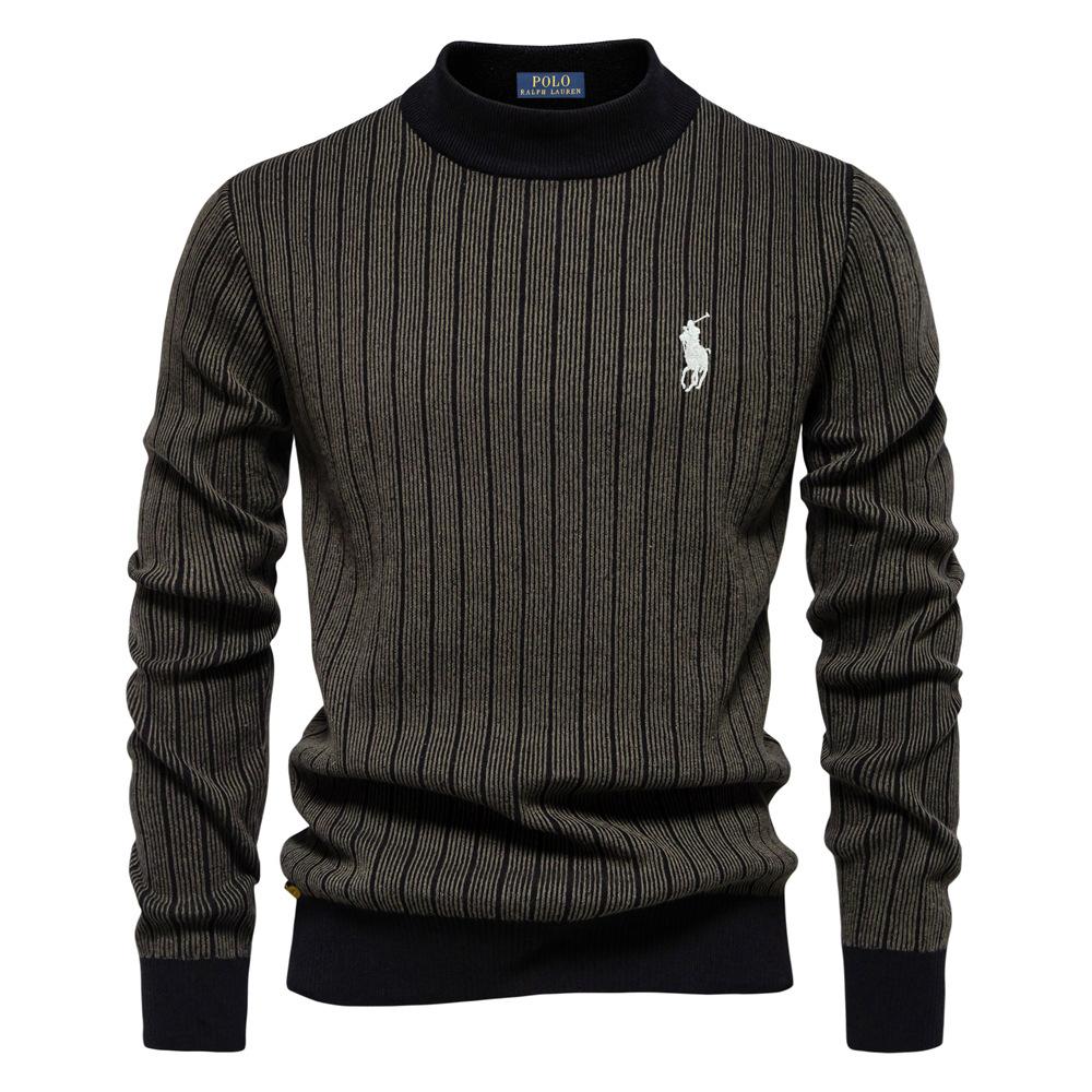 

Polo Ralph Lauren Осень и Зима Вышитый Новый Полувысокий Воротник Слим Полосатый Топ, Модный Качественный Мужской Пуловер XL