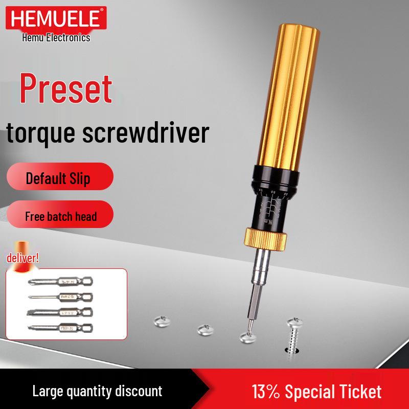 HEMUELE HeMu Adjustable Torque Screwdriver with Idle Slip & Batch Heads