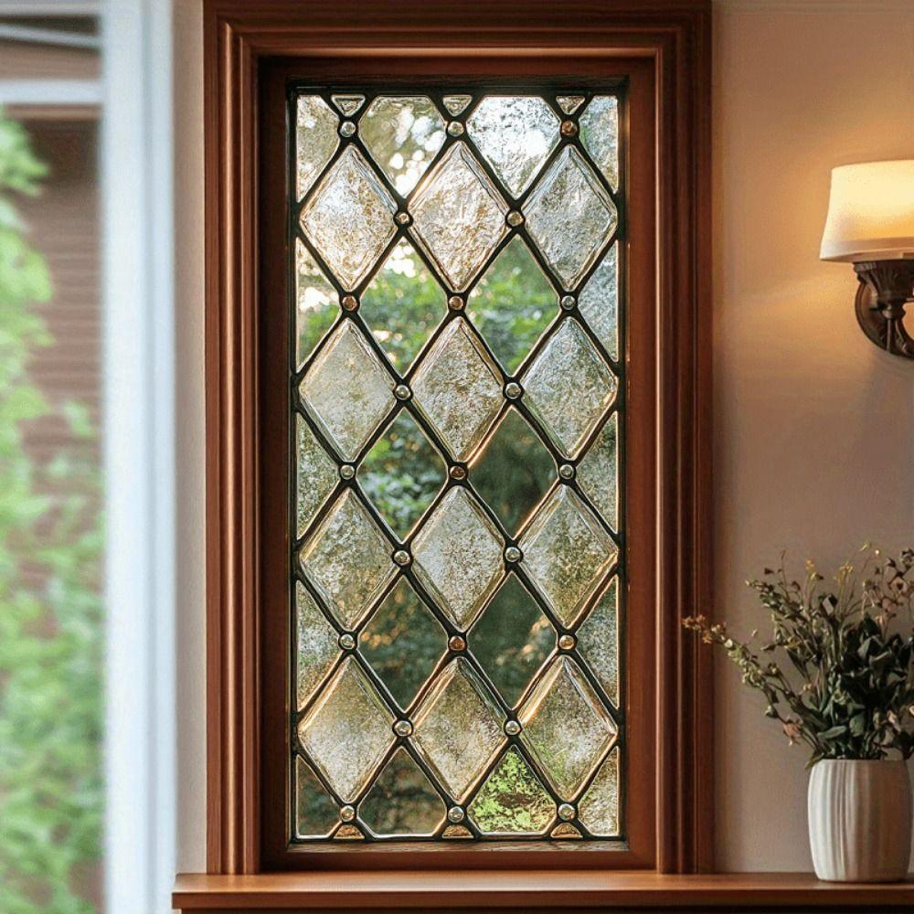 Abnehmbare Retro Europäische Fensterfolie Grüne Blätter PVC Statisch Haftende Folie DIY Bunter Glasaufkleber Heimdekoration