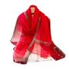 New Spring and Summer Sun Shaved Style Shawl Fashionable Fashionable Scarf Beaded Scarf Imitation Silk Scarf for Women