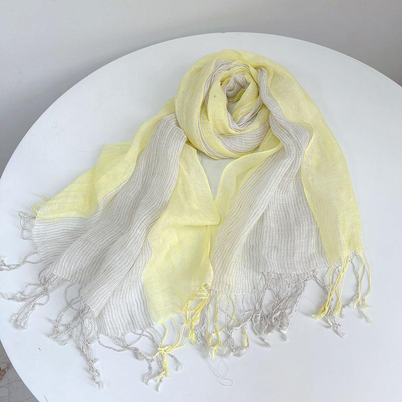 Japanese Plaid Retro Linen Scarf Mori Girl Literary And Versatile Breathable Shawl Neck Protection Shawl Silk Scarf Sun Protection