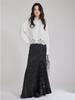 2025 Gothic Victorian Jacquard Fishtail Skirt with Lace-Up Detail