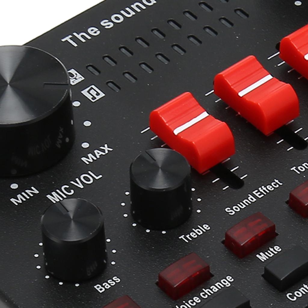 Bluetooth Live Sound Card 8 Modes Voice Changer Sound Mixer Board with 16 Sound Effects for Karaoke Live Streaming Black