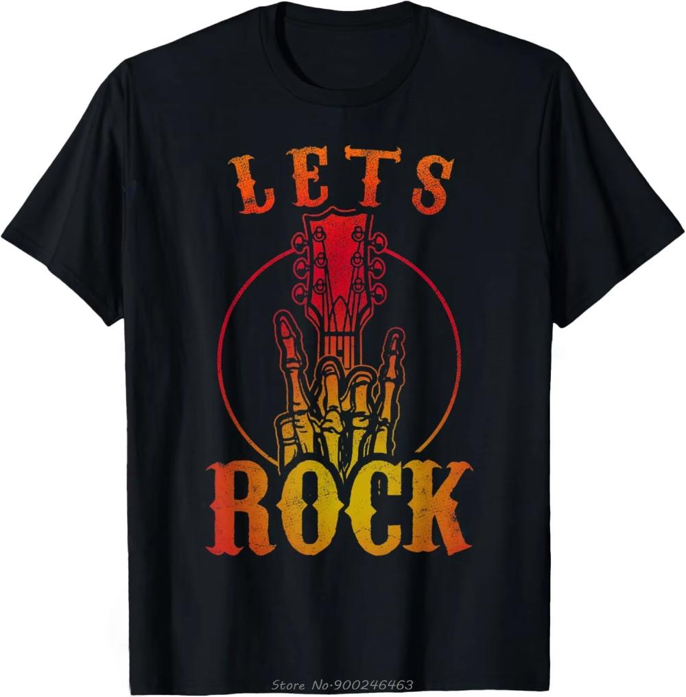 Lets Rock Electric Guitar Music Lover Band Guitarist Retro Women Men TShirt Summer Oversized Tshirt Fashion Causal T Shirt Tee