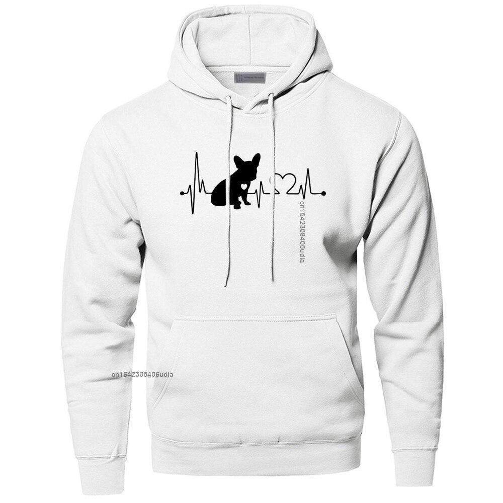 

Пуловер с принтом «Сердцебиение французского бульдога», электрокардиограмма, зимняя уличная толстовка унисекс, облегающая повседневная толстовка XL