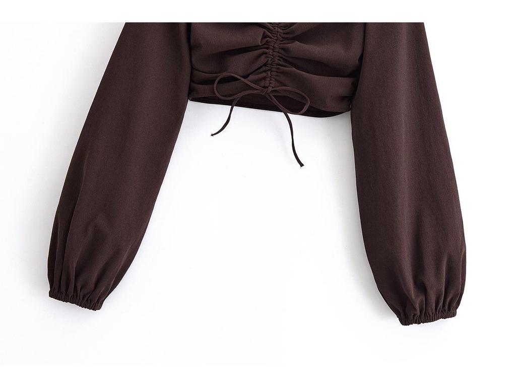 2025 Spring Women's European & American Style Pleated Top & Elastic Long Pants Set