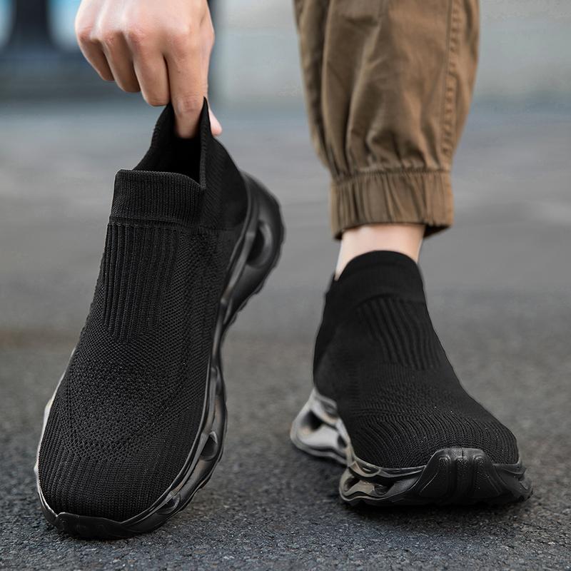 Fashion Men Sports Running Black Jogging Shoes Casual Sneakers Brown Outdoor Breathable Mesh Women Light Shock-absorption Black 36-47