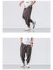 2022 Men's Loose Linen Ankle-Length Drawstring Trousers - Youthful Spring/Summer Style, Plus Size, Solid Color.