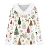Women's Casual Fashion Long Sleeve Christmas Printed Flannel Collar Top