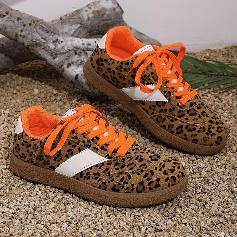 Leopard Print Platform Sneakers Women  Spring Faux Suede Casual Flat Shoes Woman Non Slip Thick Sole Sport Shoes